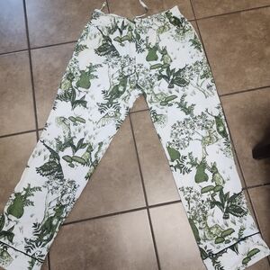 The Cat's Pajamas Woodside Pima Knit Pajama pan Woodland Animals Soft Cozy M